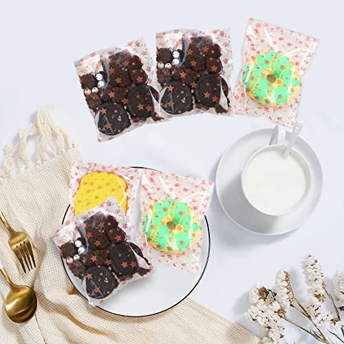 COQOFA 100 Pcs 4x 6 In Star Self-Sealing Cellophane Treat Bag, Clear Cookie Candy Bags Resealable Cellophane Gift Goodie Bag OPP Plastic Party Favor Bags for Bakery,Wedding,Birthday,Baby Shower ,Self Adhesive for Packaging (Rose Gold) - color: Rose Gold(S