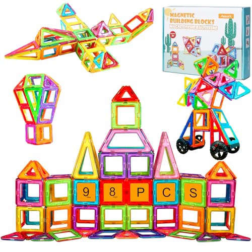 Assark Magnetic Building Blocks, 98PCS Magnet Toys, Kids Magnetic Game, Montessori Toys for Ages 3 4 5 6 7 8 for Boys and Girls, Construction Toy Building Blocks Kit