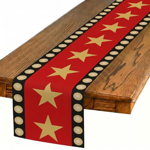 Movie Night Table Runner 13x72 Inch, Hollywood Stars Awards Dresser Scarf - color: Movie Night-2