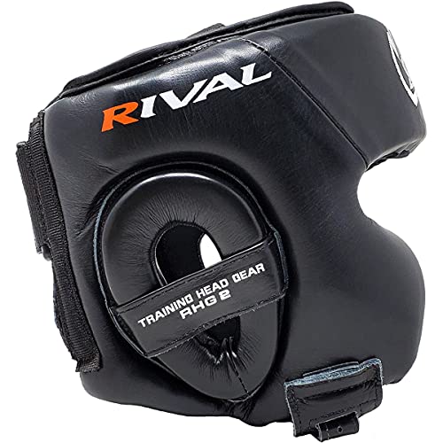 RIVAL Boxing RHG2 Hybrid Headgear - Ultra-Thin, Super-Sleek Design, Compact Training Style with Cheek Guards - color: Black, size: Small