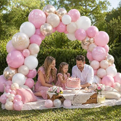Dusty Pink Beige Gold Birthday Balloons for Women Girls, Double Stuffed Pearl Light Pink Dusty Rose Sand White Cream Printed Balloons with Metallic Light Gold Balloon for Boho Neutral Birthday Party - color: Dusty Pink White Birthday