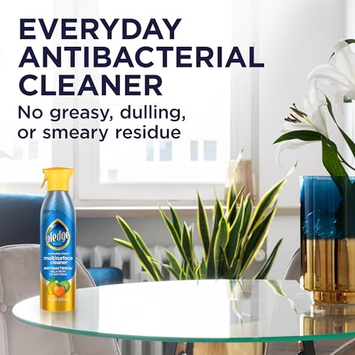 Pledge Antibacterial Multisurface Cleaner Spray, Wood Furniture, Stainless Steel, and Electronics Cleaner, Sanitizes as Cleans, Remove Dust and Messes - Fresh Citrus Scent, 9.7oz, Pack of 3 - size: 9.7 Fl Oz (Pack of 3)