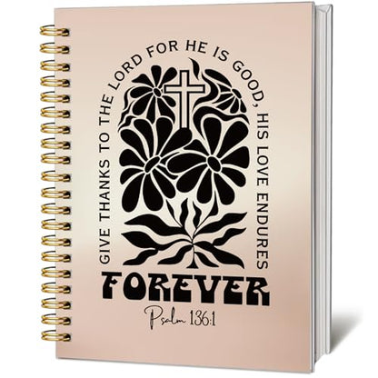 Flower Boho Christian Notebook - Hardcover Bible Verse Jounal, Inspirational Gift for Women, Religion Journaling for Church Notting Stationery Supplies - color: Cross Flower
