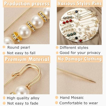 76 Pcs Pearl Brooch Pins Set, Scarf Ring Clips and Sweater Safety Pins