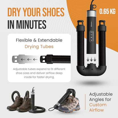 Hedgehog GO Portable Shoe & Gear Dryer – 105,000 RPM High-Speed Travel Boot & Glove Dryer | Compact 350g Lightweight Design | Dual-Voltage (100–240V), Adjustable Heat & Timer