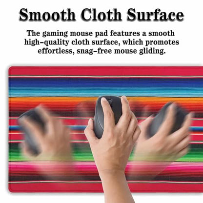 Desktop Mat Colorful, Desk Mouse Pad Gaming Desk Mats, Office Items Non-Slip Rubber Base Waterproof with Stitched Edges, 35.4 X 15.7 inch for Work/Game/Office/Home Mexican Stripes Style - color: Mexican Stripes Style