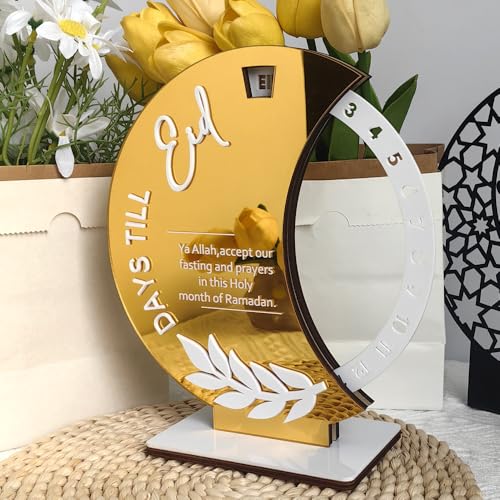 Ramadan Countdown Calendar, Rotatable 30 Days Til Eid, Eid Mubarak Advent Countdown Calendar Rotate Moon Shaped Eid Calendar for islamic Home Party Decorations : Home & Kitchen