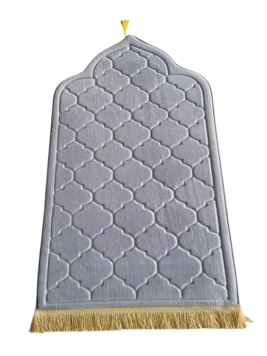 Muslim Prayer Mat, Mussallah, Zaawiya, Prayer Room, Janamaz Sajada, Carpet for Men and Women, Ramadan Gift, Eid Gift. 65x110cm (Grey) - color: Grey