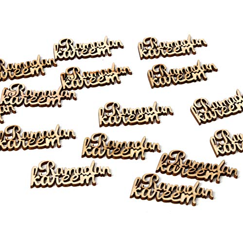BinaryABC Eid Ramadan Kareem Wooden Ornament Decorations,Muslim Party Decorations,15Pcs