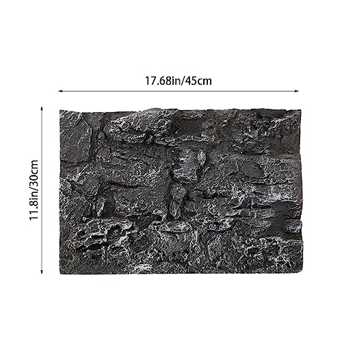 Kisangel 3D Rock Terrarium Background Board, 17.7x11.8 in for Reptile Tank - color: Dark Grey