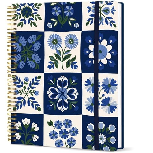Taja Large Spiral Lined Journal for Women, 8.5" x 11" Notebooks for Work Collge Ruled, A4 Aesthetic Cute Journaling Notebooks for Writing, Plastic Cover, Petal Array - color: P-Petal Array