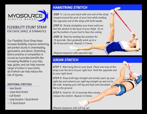 Myosource Kinetic Bands Cheerleading Flexibility Stunt Strap - Improve Stretching and Stunts for Cheer Dance Gymnastics & Physical Therapy – Stocking Stuffers Present for Kids Girls Adults - 12 Colors - color: Blush
