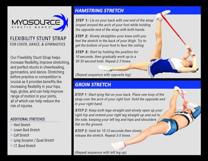 Myosource Kinetic Bands Cheerleading Flexibility Stunt Strap - Improve Stretching and Stunts for Cheer Dance Gymnastics & Physical Therapy – Stocking Stuffers Present for Kids Girls Adults - 12 Colors - color: Blush