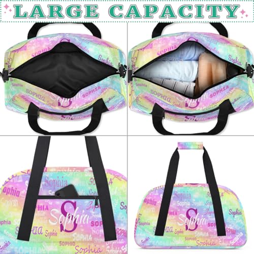 Custom Dance Bag Girls Sleepover Bag, Rainbow Colorful Shiny Stars | Personalized Sport Ballet Bag Travel Overnight Small Duffel Bag Gymnastics Swimming - color: Color 15
