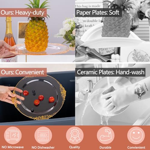 Hioasis 175pcs Pink and Gold Plates - Pink Party Plates for 25 Guest, Include 50 Heavy-duty Plates(20% Thicker Than Standard), 75 Cutlery Set, 25 Napkin, 25 Cups for Party & Easter - color: Pink and Gold