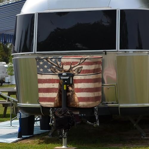 250th Anniversary Elk Double 30lb RV Propane Tank Cover Weather Resistant Gas Cylinder Cover with Zipper Four Seasons General - color: 250th Anniversary Elk, size: M(30LB)
