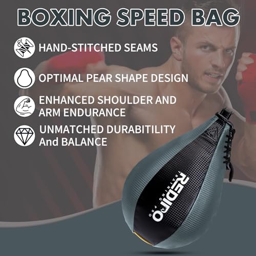 Boxing Speed Bag - PU Leather Speed Punching Ball for Boxing, MMA Training Speed Ball Reflex Ball Boxing Equipment, Punching Bag Workout Kicking Training Home Gym Exercise Speed Ball - color: Grey