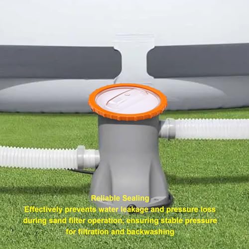 Orange Nut with Clear Lid Plastic Pool Sand Filter Pump Replacement Accessory, Robust Material, Prevents Leaks, Easy Maintenance