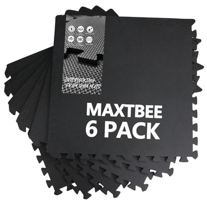 1/2 inch Thicked Gym Floor Mats (20 Sq Ft), 20 Tiles 12.6X12.6in High Density EVA Foam Gym Flooring for Home Gym, Weightlifting, Kids Play Area, Non-Slip, Free Splicing. - size: 24 Sq Ft(6 Tiles)