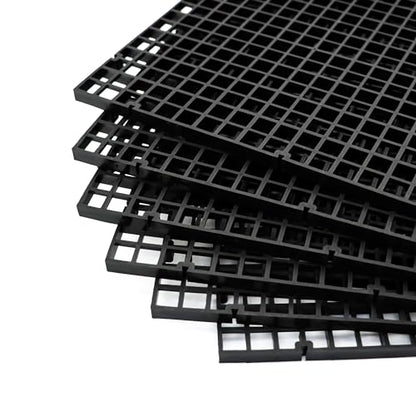 Aquarium Fish Tank Bottom Isolation 8 Pcs, Plastic Egg Crate Grid Divider Tray Egg (S 8pcs Black) - size: S 8pcs Black