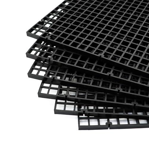 Aquarium Fish Tank Divider Plastic Egg Crate Filter Bottom Tray, L | 6pcs, Black, Plastic Grid - size: L 6pcs Black
