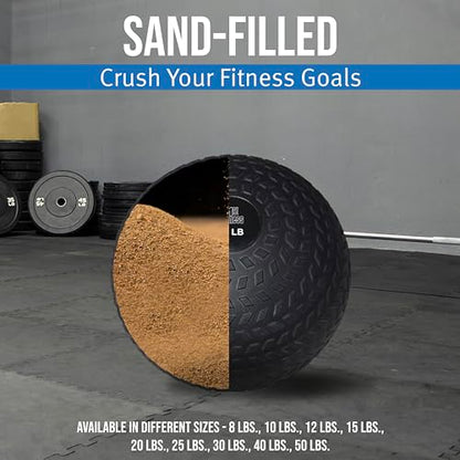 Fitness First Slam Ball, Easy-to-Grip, Sand-Filled Medicine Ball for Exercise and Workout, Ideal for Weight Training, Cross-Training, Cardio, and Plyometric Workout, Available in Different Weights - size: 8 LBS