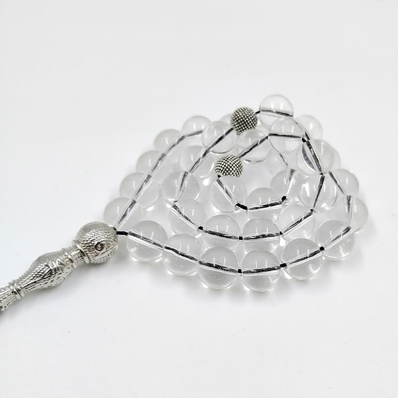 ALBASHAN Tasbih white crystal stone prayer beads Muslim Eid ramadan gift misbaha bracelet Islamic accessories Rosary - size: 8mm x 99beads
