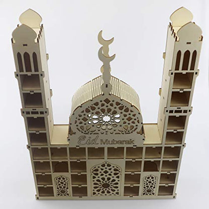 Ramadan Countdown Calendar, Wooden Ramadan Advent Countdown Calendar, Wooden Drawer Muslim Ramadan Decoration for Home Office Table Eid Party Decor