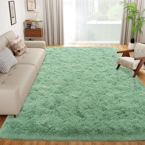Soft Fluffy Sage Green Rug for Living Room Bedroom, 5x7 Shaggy Area Rugs - color: Sage Green, size: 5' x 7' (Rectangular)