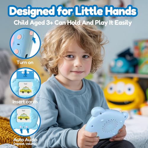 Bilingual Flashcard for Kids - French Talking Flash Cards, Blue - color: French, size: Blue