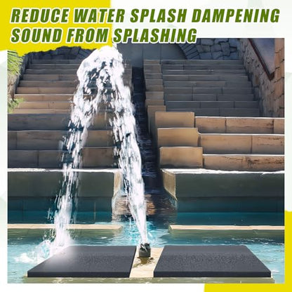 DoubleFill 2 Pack Splash Pad for Fountains and Water Features 12" x 24", Splash Mat for Waterfall Spillway Basins Outdoor Pond