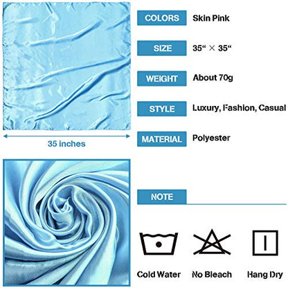 Syhood 4 Pcs 35 Inch Head Satin Large Bandana Satin Scarves Head Scarf for Women's Hair Square Scarf - color: Wine Red, Navy Blue, Sky Blue, Skin Pink