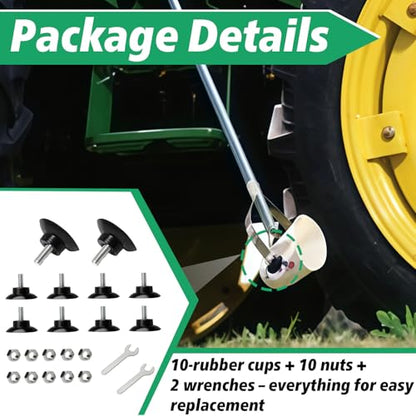 10 PCS Grabber Tool Suction Cups with 2 PCS Wrenches, Rubber Suction Cups, Replacement Gripper Cups, Rubber Cups with Locknuts