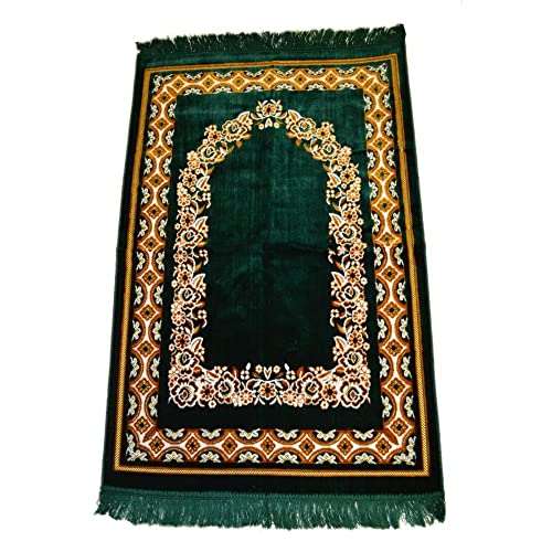 Prayer Rug Carpet Islamic Muslim Salah Meditation Mat Turkish Portable Green