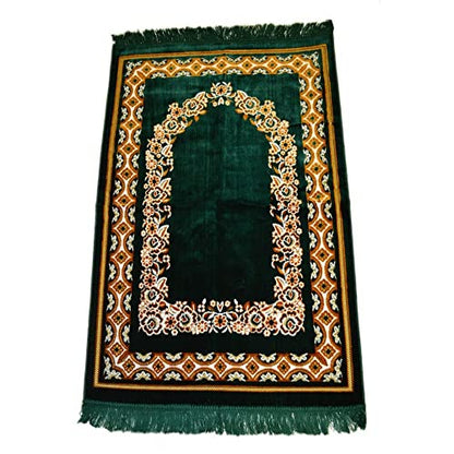 Prayer Rug Carpet Islamic Muslim Salah Meditation Mat Turkish Portable Green