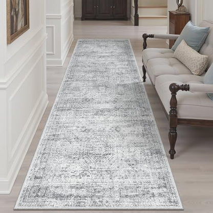 Soalmost Washable Kitchen Runner Rug 3x8 Hallway Entry Rugs Non-Slip, Grey - color: Grey, size: 3' x 8' (Runner)