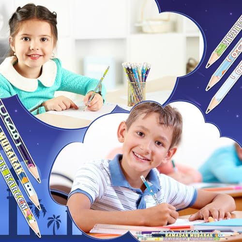 Crtiin 48 Pcs Ramadan Pencils Ramadan Mubarak Party Favors Novelty Toy Muslim Kids Gifts Bright School Party Supplies for Kids Students Classroom Learning Activities (Ramadan Style) - style: Ramadan Style