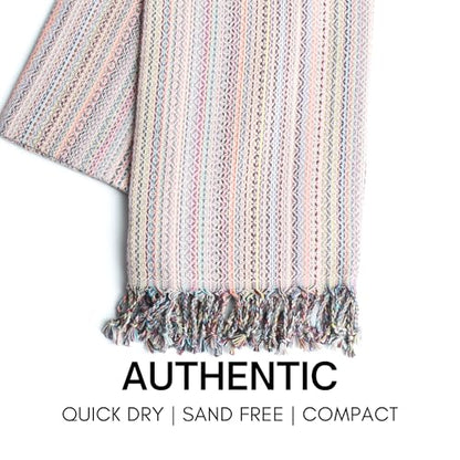 BAY LAUREL Turkish Beach Towel with Travel Bag 39 x 71 Quick Dry Sand Free Lightweight Large Oversized Towels Light - color: Violet Mix