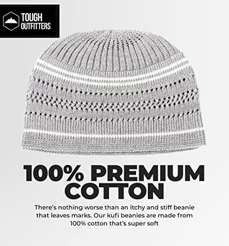 Tough Headwear Kufi Hat - Kufi Hats for Men Muslim, Turkish Kufi Cap - color: Grey White