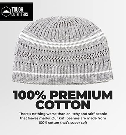 Tough Headwear Kufi Hat - Kufi Hats for Men Muslim, Turkish Kufi Cap - color: Grey White