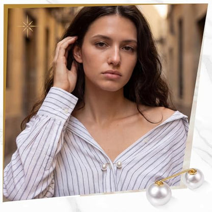 WILLBOND 6 Pcs Artificial Pearl Brooch Pins Sweater Shawl Safety Clips Dress Clips for Women - color: White