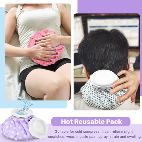 Honoson 4 Pack Reusable Ice Pack and Hot Water Bag for Adults for Hot & Cold No-Leak Elastic Breathable Ice Bag(Polka Dots Style) - style: Polka Dots Style