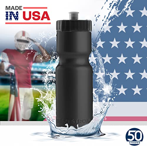 50 Strong | Bulk Water Bottles, 24-Pack, 22 oz, Sports Squeeze, Black - color: Black