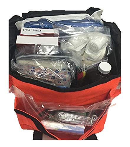 Dealmed First Responder Trauma Bag - Fully Stocked EMS Emergency Kit - Orange Professional Equipment Organizer - color: Orange - Fully Stocked