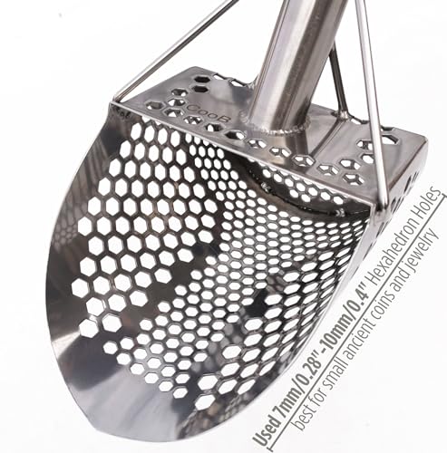 CooB Beach Sand Scoop Shovel Metal Detector Hunting Tool Monstrik v1 | Stainless Steel 1.5mm. Mixed Hexahedron 7-10mm Holes. Light and Strong Treasure Detecting Hunting Tool. Powered by CooB