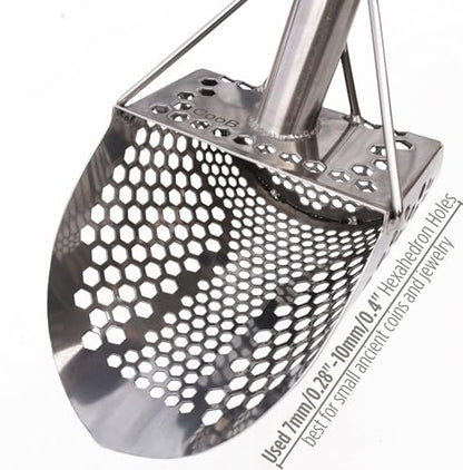CooB Beach Sand Scoop Shovel Metal Detector Hunting Tool Monstrik v1 | Stainless Steel 1.5mm. Mixed Hexahedron 7-10mm Holes. Light and Strong Treasure Detecting Hunting Tool. Powered by CooB