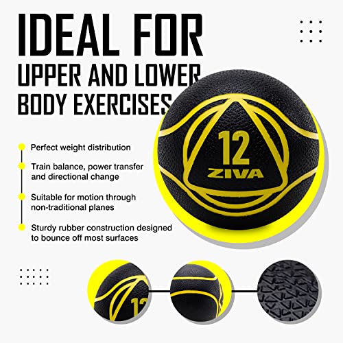ZIVA Medicine Ball – Durable Rubber Weighted Ball with Easy-Grip Textured Shell for Core, Balance and Strength Training – Commercial Quality (Black, 4–20 lb) - style: 20lb Black+Gray