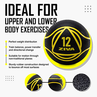 ZIVA Medicine Ball – Durable Rubber Weighted Ball with Easy-Grip Textured Shell for Core, Balance and Strength Training – Commercial Quality (Black, 4–20 lb) - style: 8lb Black+Gray