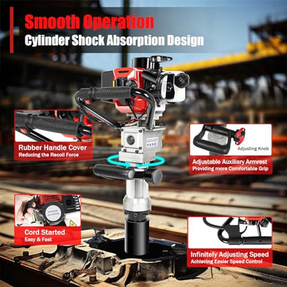Gas Powered T-Post Driver, 900W 32.7CC T Post Pounder Driver Heavy Duty Gasoline, 2-Stroke Fence Farm Push Pile Gasoline Engine Kit for Fence Post Construction Site - size: 32.7CC