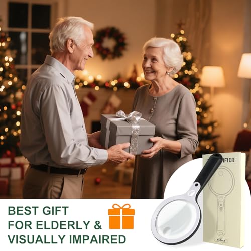10X 20X 45X Magnifying Glass with 48 LED Light | Handheld Illuminated Lighted Magnifier with 5 Light Modes Rechargeable Magnifying Glass for Seniors Reading Inspection - color: Black Handle